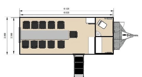 SPISEVOGN 613,11 PERSONER, TOALETT LAGER Tilhenger, L7759xB2460xH3050mm 