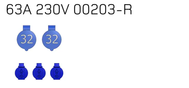 CONTAINERINNTAK 32A 230V 12kW, Lysbryter, 3 x 230v, 2 x 16A-3P 