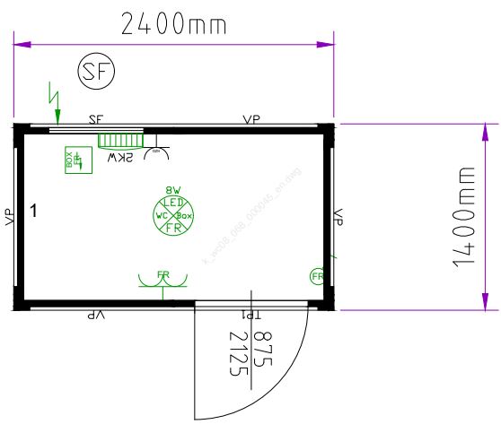 HMS CONTAINER MODUL GUL 8 FOT 1400x2400x2540mm 