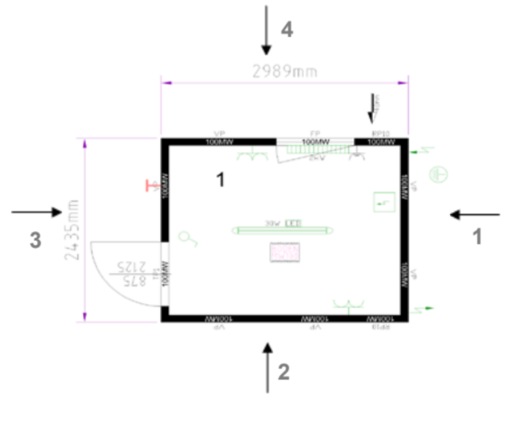 ÅPEN MODUL  - 10 FOT, DØR, 1 VINDU Isolert Ral 5010 Blå. Container 