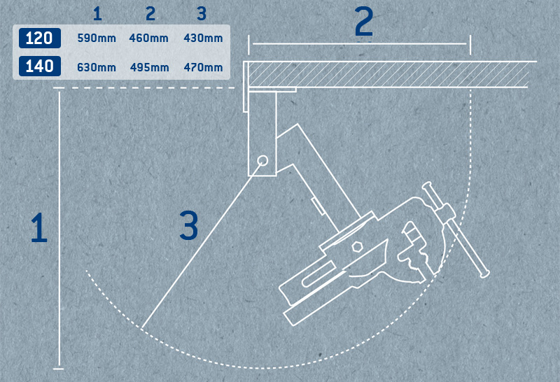 BENKFESTE SAMMENLEGGBART 120MM For 120mm Skrustikke. Brockhaus-Heuer 
