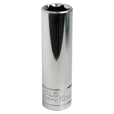PIPE LANG 1/4&quot; SEKSK. 10MM Forniklet, forkrommet, polert KC Tools