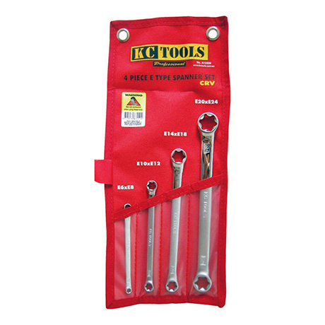 RINGN&#216;KKELSETT UTV.TX 4STK E6-E24 Rett Type, Forkrommet Og Polert KC Tools