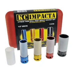 KRAFTPIPESETT HJUL 1/2&quot; 4STK - METRISK 17, 19, 21 og 27mm -  KC Tools