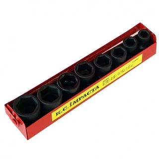 KRAFTPIPESETT 3/8" 8STK KORTE - TOMMER 5/16" - 3/4" -  KC Tools 