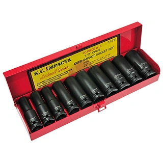 KRAFTPIPESETT 1/2" 10STK LANGE - TOMMER 7/16 - 1", Metallkoffert KC Tools 