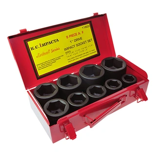 KRAFTPIPESETT 1" 9STK KORTE - TOMMER 1 - 2", Metallboks KC Tools 