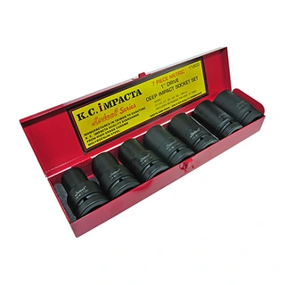 KRAFTPIPESETT 1" 7STK LANGE - METRISK 21 - 38Mm, Metallboks KC Tools 