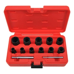 KRAFTPIPESETT 8-21MM BOLTL&#216;SNERE 3/8&quot; 1/2&quot; Dr 13 Deler I Koffert KC Tools