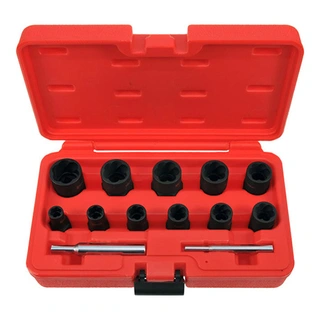 KRAFTPIPESETT 8-21MM BOLTLØSNERE 3/8" 1/2" Dr 13 Deler I Koffert KC Tools 