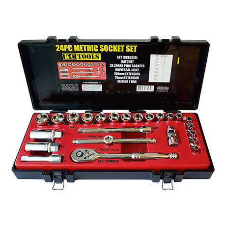 PIPENØKKELSETT 3/8"DR. MM 24-DELER 6-22 mm, HDFI KC Tools 