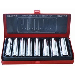 PIPESETT LANG 3/8" DR. 10-19MM A13316 Tolvkant, 8 Stk,  KC Tools 