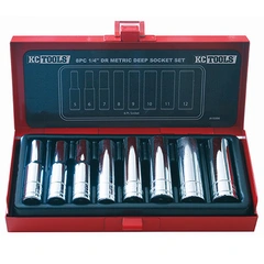 PIPESETT 1/4&quot;DR. 5-12MM A13356 Sekskant, 8 Stk,  KC Tools