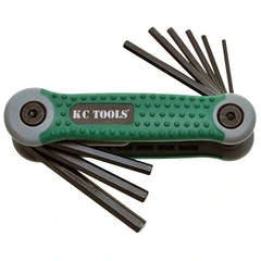 SEKSKANTN&#216;KKELSETT FOLDBAR TOMMER Gummiert 5/64-1/4&quot; KC Tools