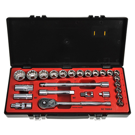 PIPEN&#216;KKELSETT 1/2&quot; DR. SPLINE 25Deler M10-32 Kombisett, HDFI KC Tools