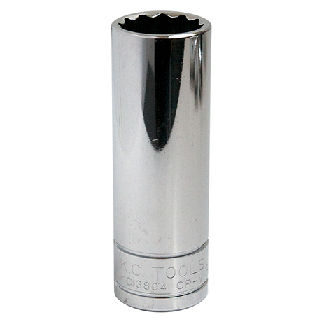 PIPE LANG 1/2&quot; TOLVKANT - TOMMER Forniklet, forkrommet, polert KC Tools