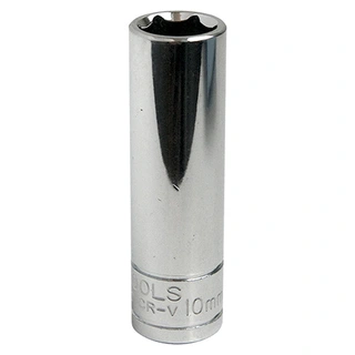 PIPE LANG 1/4&quot; SEKSKANT - TOMMER Forniklet, forkrommet, polert KC Tools