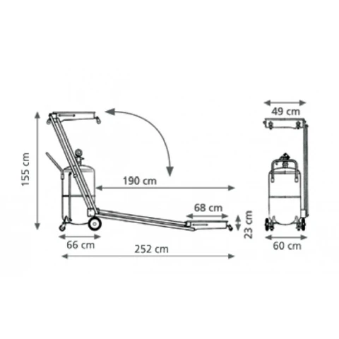 SPILLOLJEVOGN OPPSAMLER 120LITER suger, nedfellbar, for lastebil 