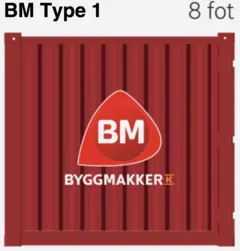 CONTAINER  8 FOT BM type 1 - RAL3020 BM type 1 - &#197;pen container, BM profilert