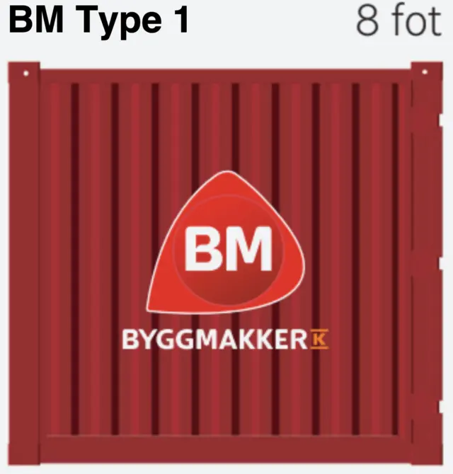 CONTAINER  8 FOT BM type 1 - RAL3020 BM type 1 - Åpen container, BM profilert 