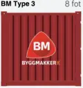 CONTAINER 8 FOT BM M/INNREDNING RAL3020 BM type 3 - Heng. innredning, lys, varme