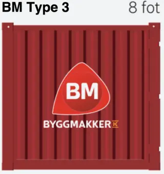CONTAINER 8 FOT BM M/INNREDNING RAL3020 BM type 3 - Heng. innredning, lys, varme