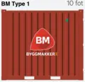 CONTAINER 10 FOT BM type 1 - RAL3020 BM type 1 - &#197;pen container, BM profilert