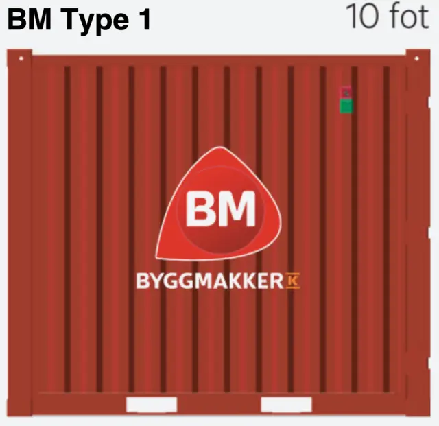 CONTAINER 10 FOT BM type 1 - RAL3020 BM type 1 - Åpen container, BM profilert 