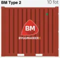 CONTAINER 10 FOT BM type 2 - RAL3020 BM type 2 - Lys + varme UTEN  innredning