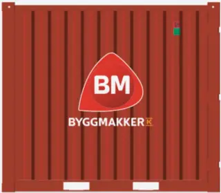 BYGGEPLASSCONTAINER BYGGMAKKER BM profilering - RAL3020 (r&#248;d)