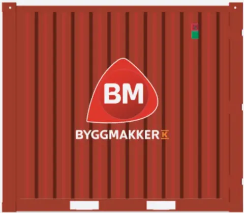 BYGGEPLASSCONTAINER BYGGMAKKER BM profilering - RAL3020 (r&#248;d)