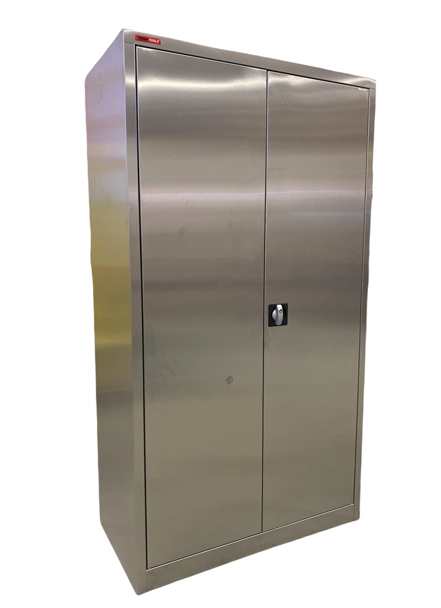 VERKSTEDSKAP RUSTFRITT B1000 D500 H1800 2 dører, 4 hyller, AISI 304, låsbart 