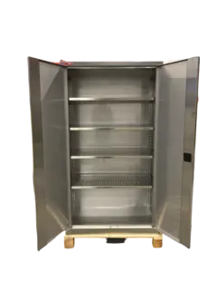 VERKSTEDSKAP RUSTFRITT B1000 D500 H1800 m/perforerte hyller for enkelt renhold