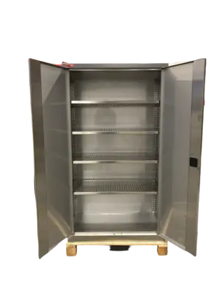 VERKSTEDSKAP RUSTFRITT B1000 D500 H1800 m/perforerte hyller for enkelt renhold
