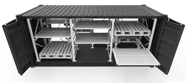 CONTAINER HEAVY LOAD 20´ FULL ACCESS Incl. Racking, RAL 7012 Grey, Custom 