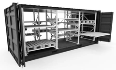 CONTAINER HEAVY LOAD 20&#180; FULL ACCESS Incl. Racking, RAL 7012 Grey, Custom