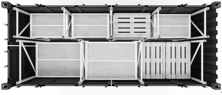 CONTAINER HEAVY LOAD 20´ FULL ACCESS Incl. Racking, RAL 7012 Grey, Custom 