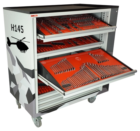 ROLLER CABINET AVIATION H145 Inclined drawers, side cabinet, FTC