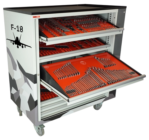 ROLLER CABINET AVIATION F-18 Inclined drawers, side cabinet, FTC