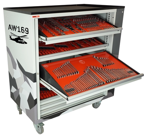 ROLLER CABINET AVIATION AW169 Inclined drawers, side cabinet, FTC