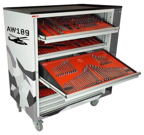 ROLLER CABINET AVIATION AW189 Inclined drawers, side cabinet, FTC