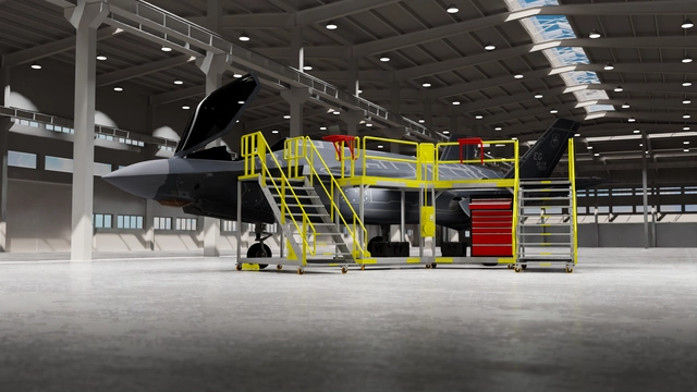 COCKPIT STAIRS AND WING PLATFORM F-35 Line Maintenance Docking, LMD, FTC 