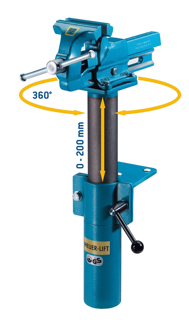 BENKFESTE M/ LØFT OG 360º ROTASJON 120MM For 120mm Skrustikke - Brockhaus-Heuer 