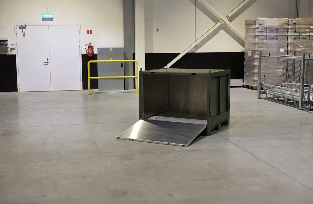 BOKS JMIC SAMMENLEGGBAR ALU 1300 x 1110 x 1090mm, 150 / 1500kg 