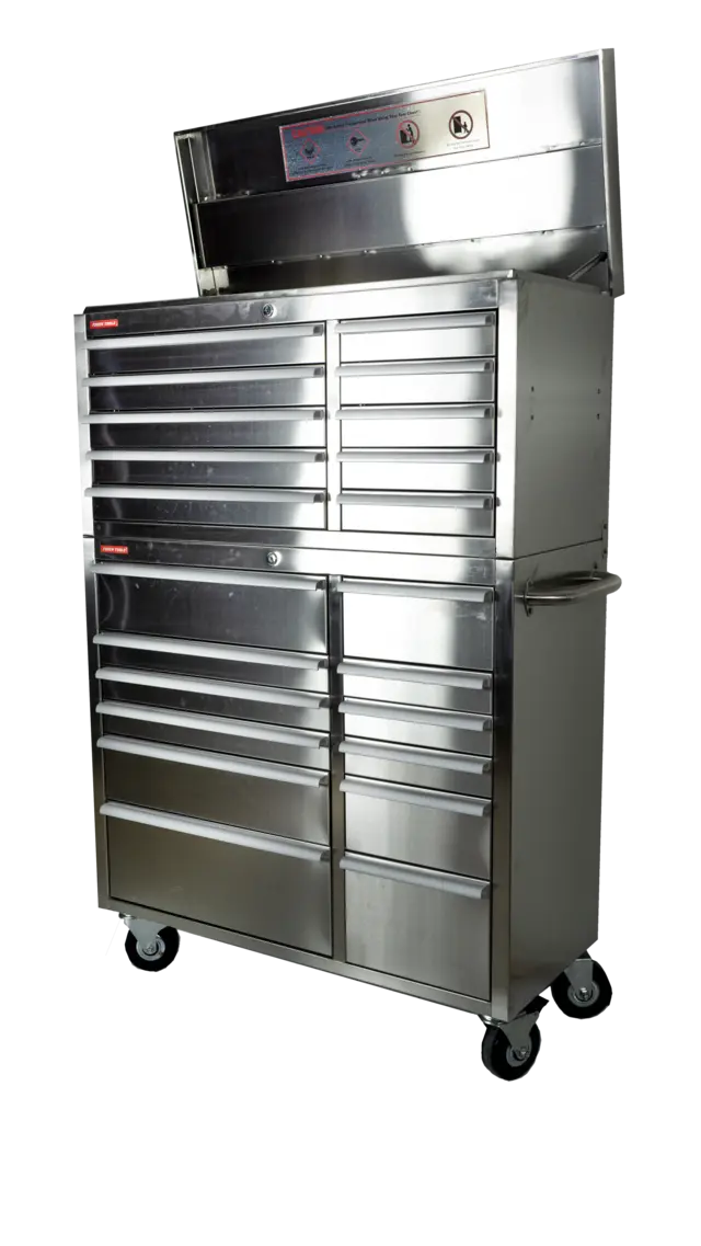 VERKTØYVOGN 22 SKUFFER RUSTFRI Rustfri overflate 1200x500x1600mm 