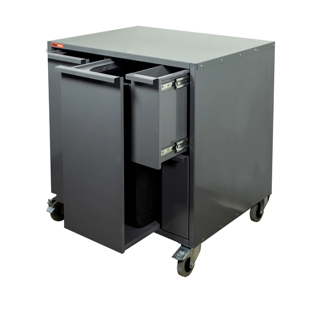 MILJØSTASJON VOGN B830 H850 D655 GRÅ NCS 6502-B M/ Hjul, Systemvegg - FTC 