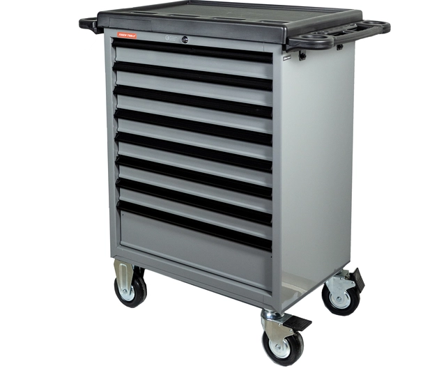 VERKTØYVOGN GRÅ 8 SKUFFER M/HJUL Lås 670X460X812mm 66Kg - FTC 