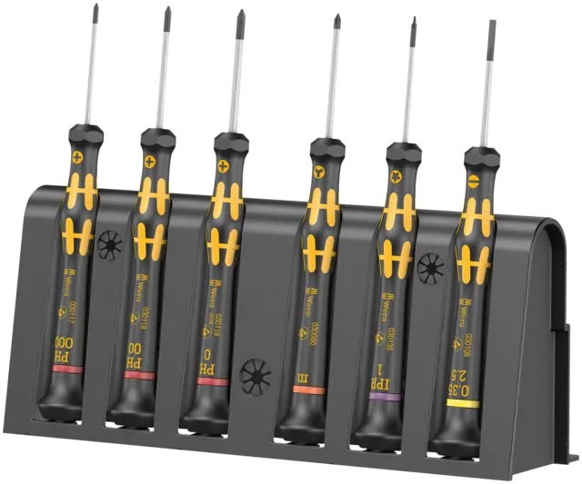 SKRUTREKKERSETT MIKRO ESD 1550/6 RACK 6-Del Wera 