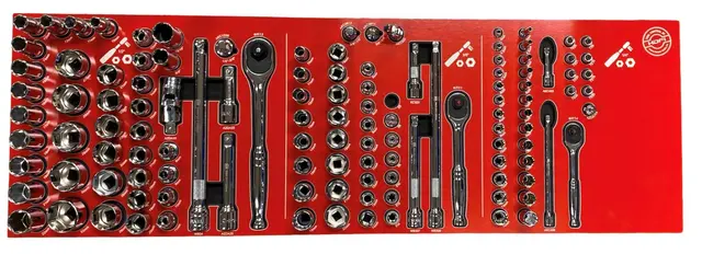 PIPESETT 1/4 - 3/8 - 1/2" DR  PIP123HYLL Inkl. innlegg tilpasset skråhylle HDFI 