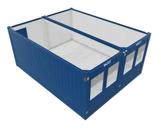 &#197;PEN DOBBEL MODUL - 20 FOT, D&#216;R,4 VINDU Isolert Ral 5010 Bl&#229;, 2 stk moduler